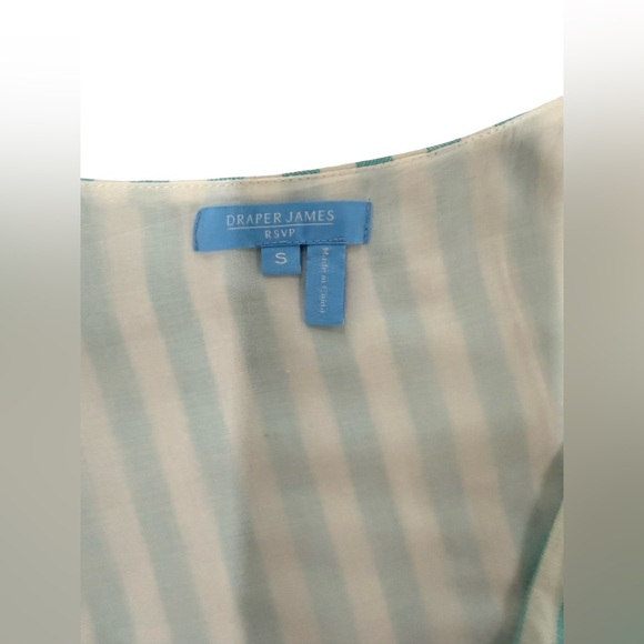 Draper James Puff Sleeve Wrap Dress in turquoise/white stripes size small - Picture 8 of 9
